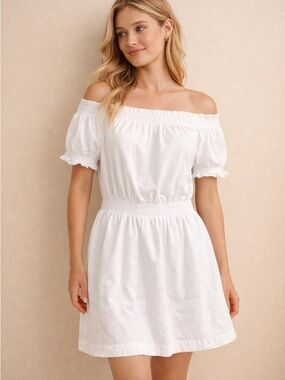 J. Crew White Off-Shoulder Mini Dress